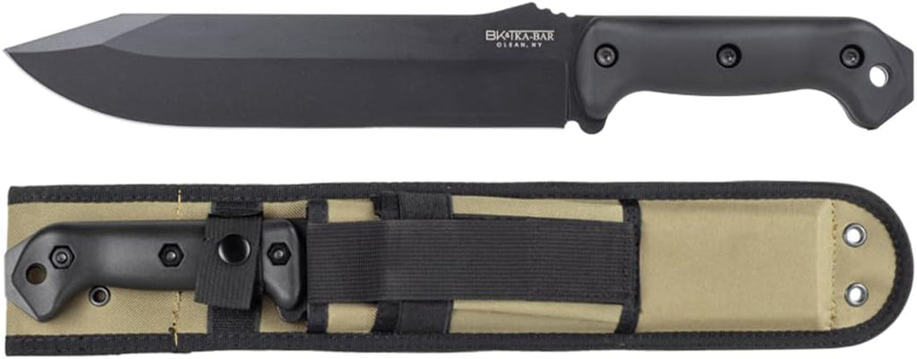KA-BAR Becker BK9T Tactical Combat Bowie Knife â 9.25" 1095 Cro-Van Steel Blade, Black & Tan Grip, MOLLE-Compatible Nylon Sheath