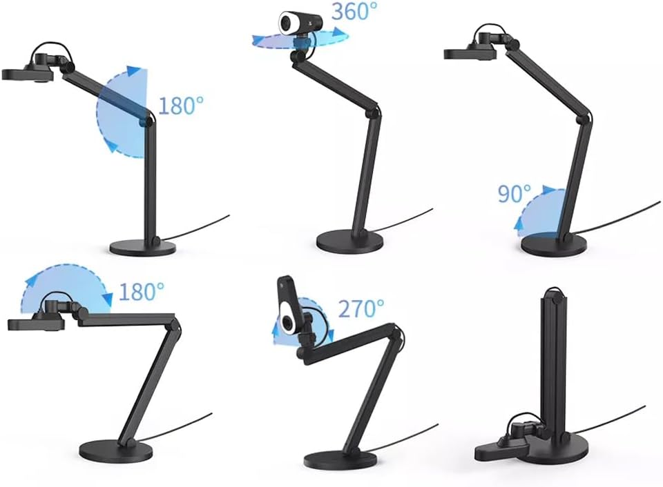 JoyUsing V600 4K Document Camera, Fast PDAF, 12MP USB Webcam Auto Focus LED Light for Teaching Streaming - Windows, Mac
