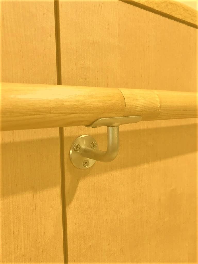 Ballet Barre Single Bar 8 FT Long 2.0â Diameter Gold, Kids and Adults | Open Bracket Wall Mounted Fixed Height Wooden Ballet Barre | Home/Studio Ballet Bar, Dance Bar, Stretch Bar, Dancing/Stretching