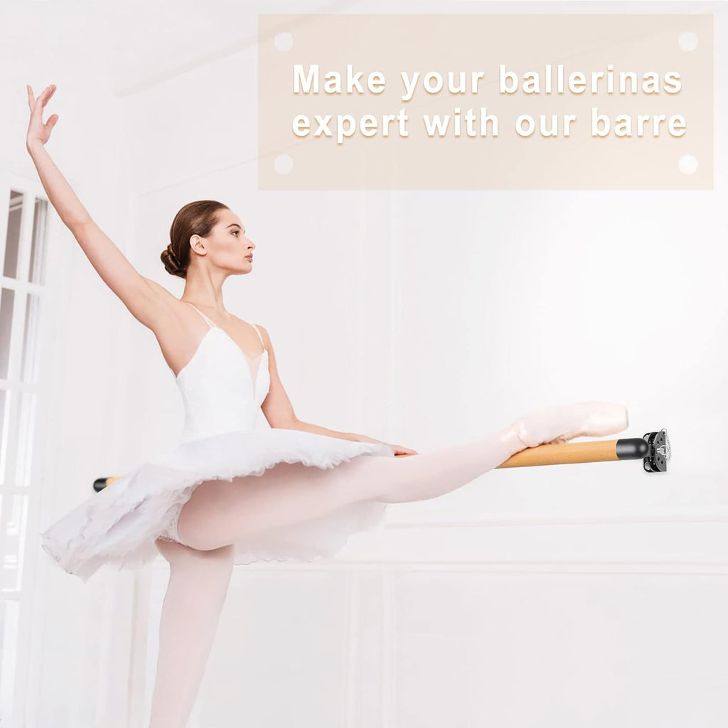 Kipika Wall Mounted Traditional Solid Wood Ballet Barre, Freestanding Ballet Barre, Stretch/Dance Bar for Home Workout Dance Equipment, Durable Metal Support, Height Adjustment