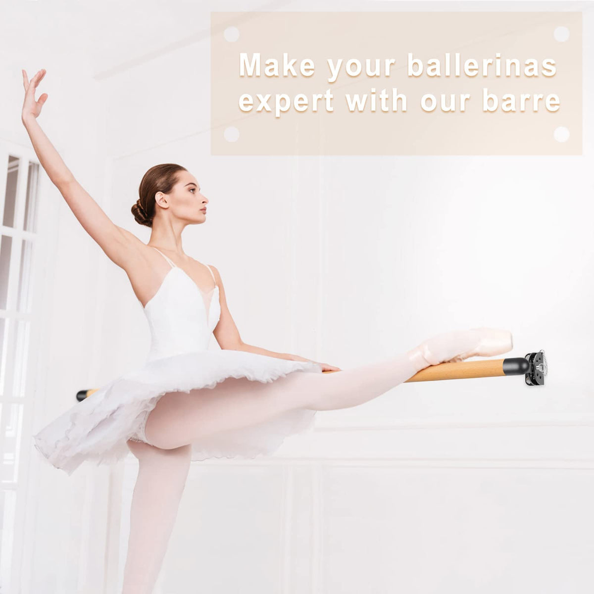Kipika Wall Mounted Traditional Solid Wood Ballet Barre, Freestanding Ballet Barre, Stretch/Dance Bar for Home Workout Dance Equipment, Durable Metal Support, Height Adjustment