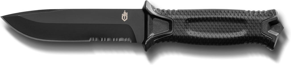 Gerber Gear StrongArm - Fixed Blade, Full Tang Knife - Camping Knife with Multiple Carry Options - Made in USA - Black, Serrated Edge