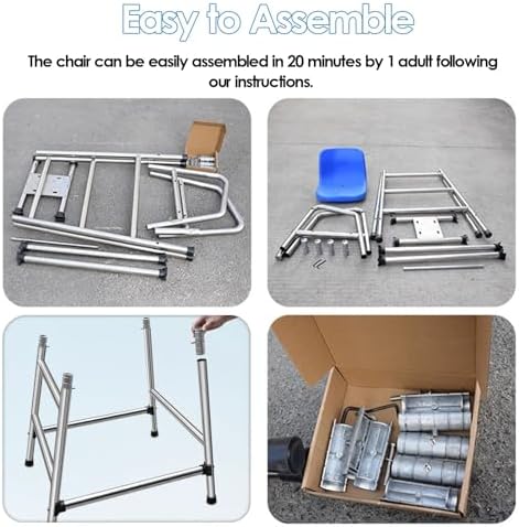 Extra Tall Lifeguard Chair 120-180cm - Stainless Steel Pool Ladder Lifesaving Chair, Tennis Volleyball Referee Stand, Ideal for Beach, Patio, Lake, Outdoor Safety,Blue,180cm/71in/5.9ft high