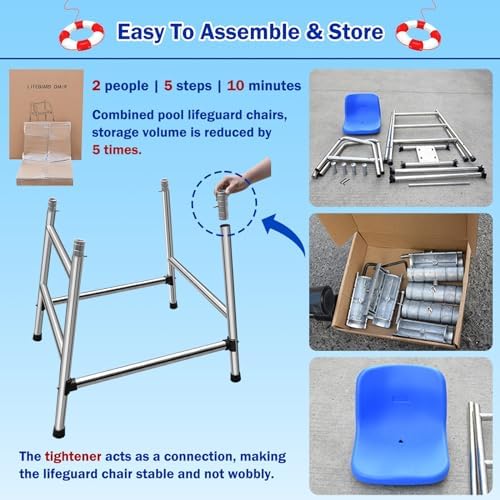 Durable Heavy Duty Lifeguard Chair for Pools & Beaches, Comfortable Observation Stand for Sports Referees, Ideal for Competitions & Deck Use, Weather-Resistant Design