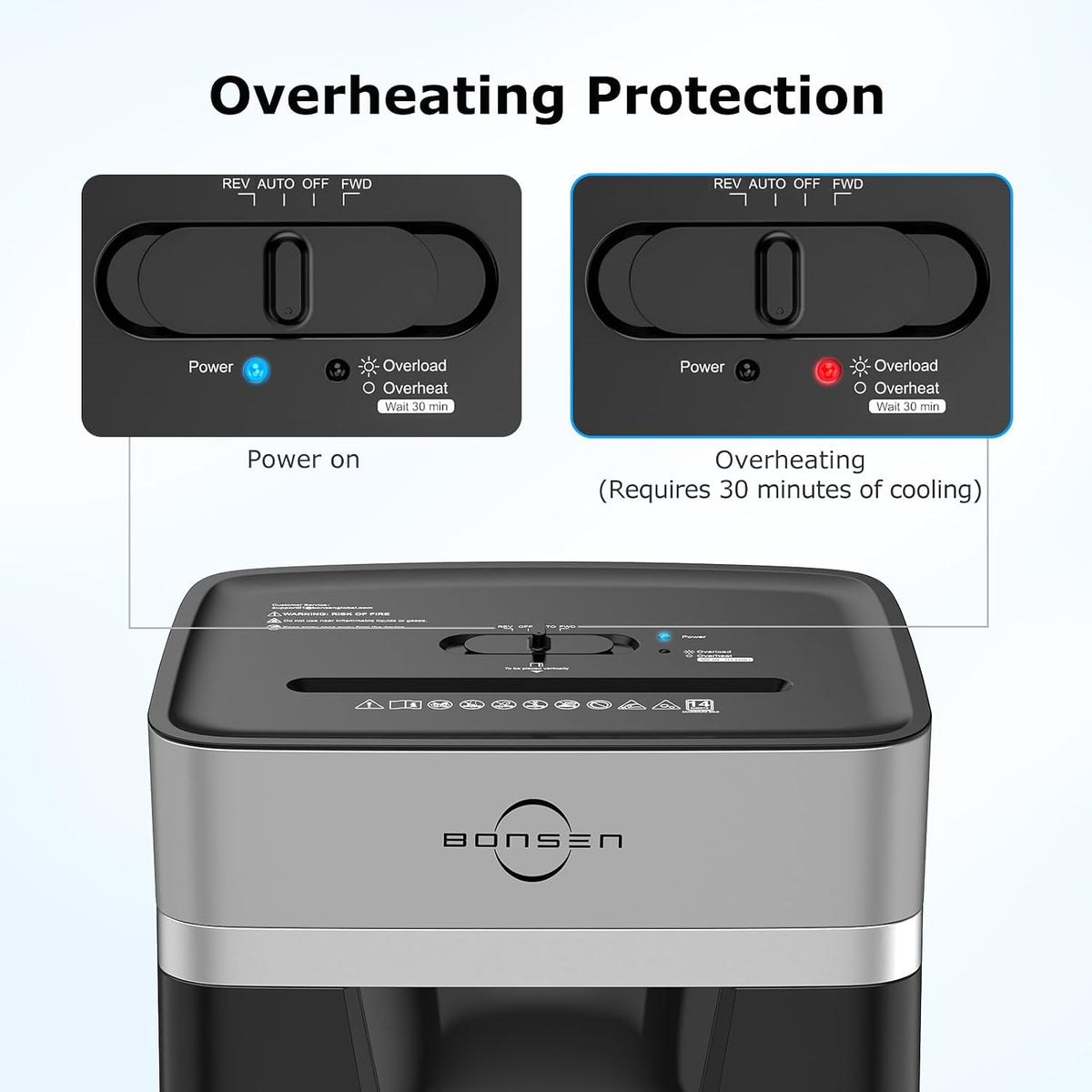 BONSEN 14-Sheet Cross Cut Heavy Duty Paper Shredder for Home Office