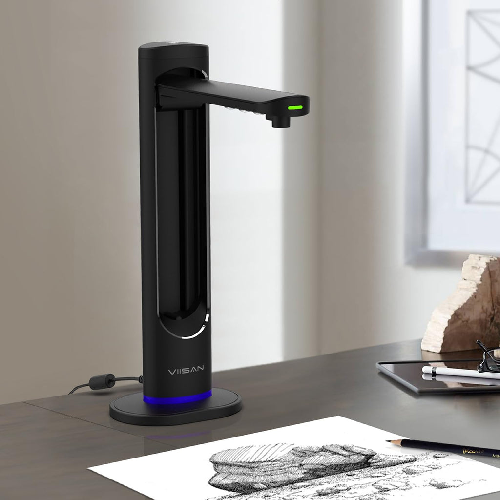 VIISAN K48 Book Scanner & Document Camera, 48MP A3 Overhead Scanner with 600 DPI, OCR, Auto Page Flattening, Laser Positioning, 4K USB Camera for Books, Documents, Teaching and Archiving, Windows/Mac