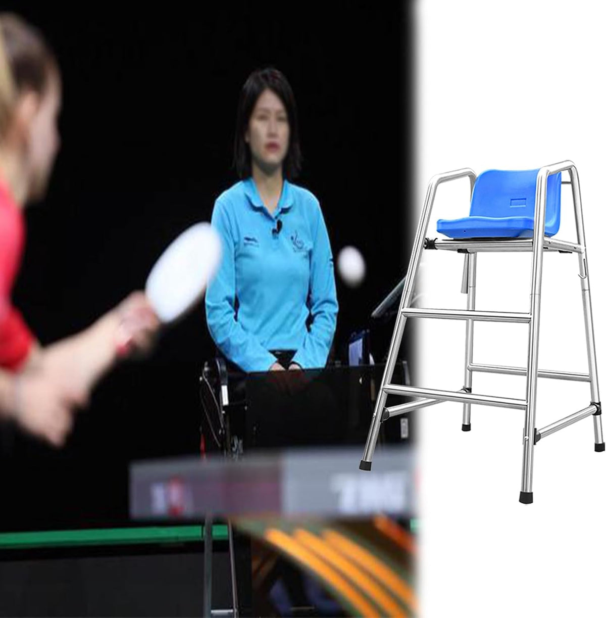 Tall Lifeguard Chairs,Table Tennis Referee Chairs for Coaches Referees, 304 Stainless Steel Lifeguard Chair with Hook/Sunshade Hole, Soccer Volleyball Directors Chair with Comfortable Seat