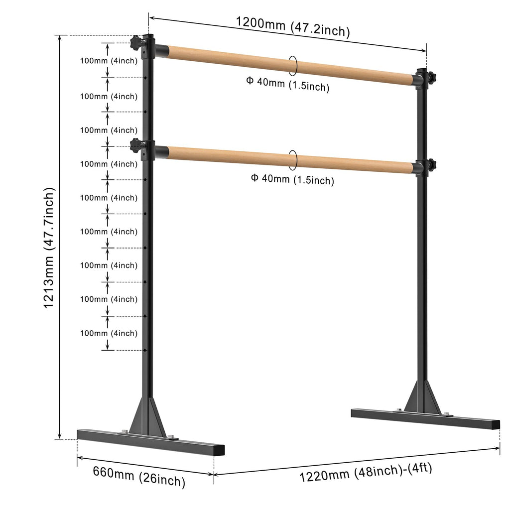 SELEWARE Height Adjustable Ballet Barre Freestanding Ballet Bar, 4/5/6 FT