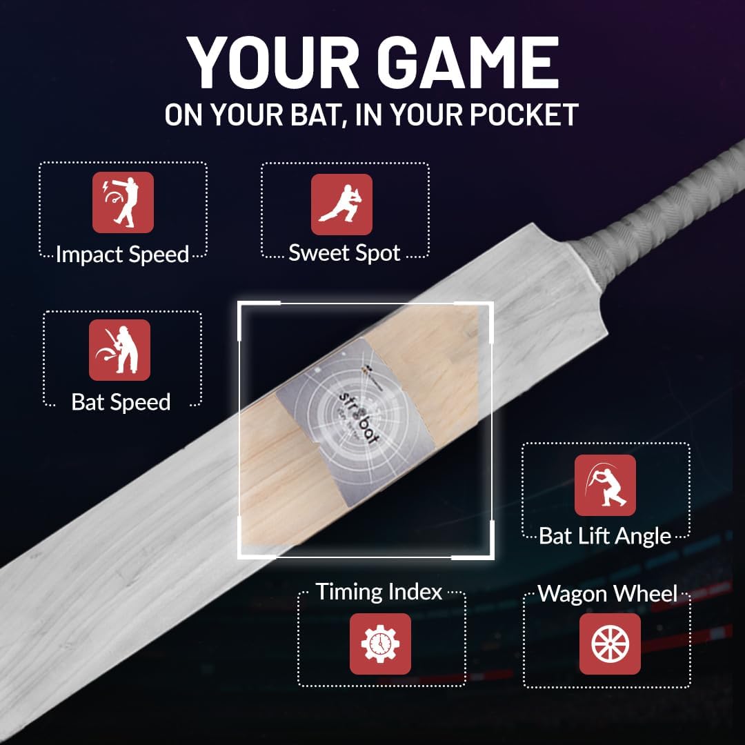 str8bat Pro - Smart Sticker for Cricket Bat | Paper-Thin Smart Motion Sensor for Real-Time Shot Tracking with Performance Insights & Unlimited Storage | Enhances Batting Skills | for Players, Coaches