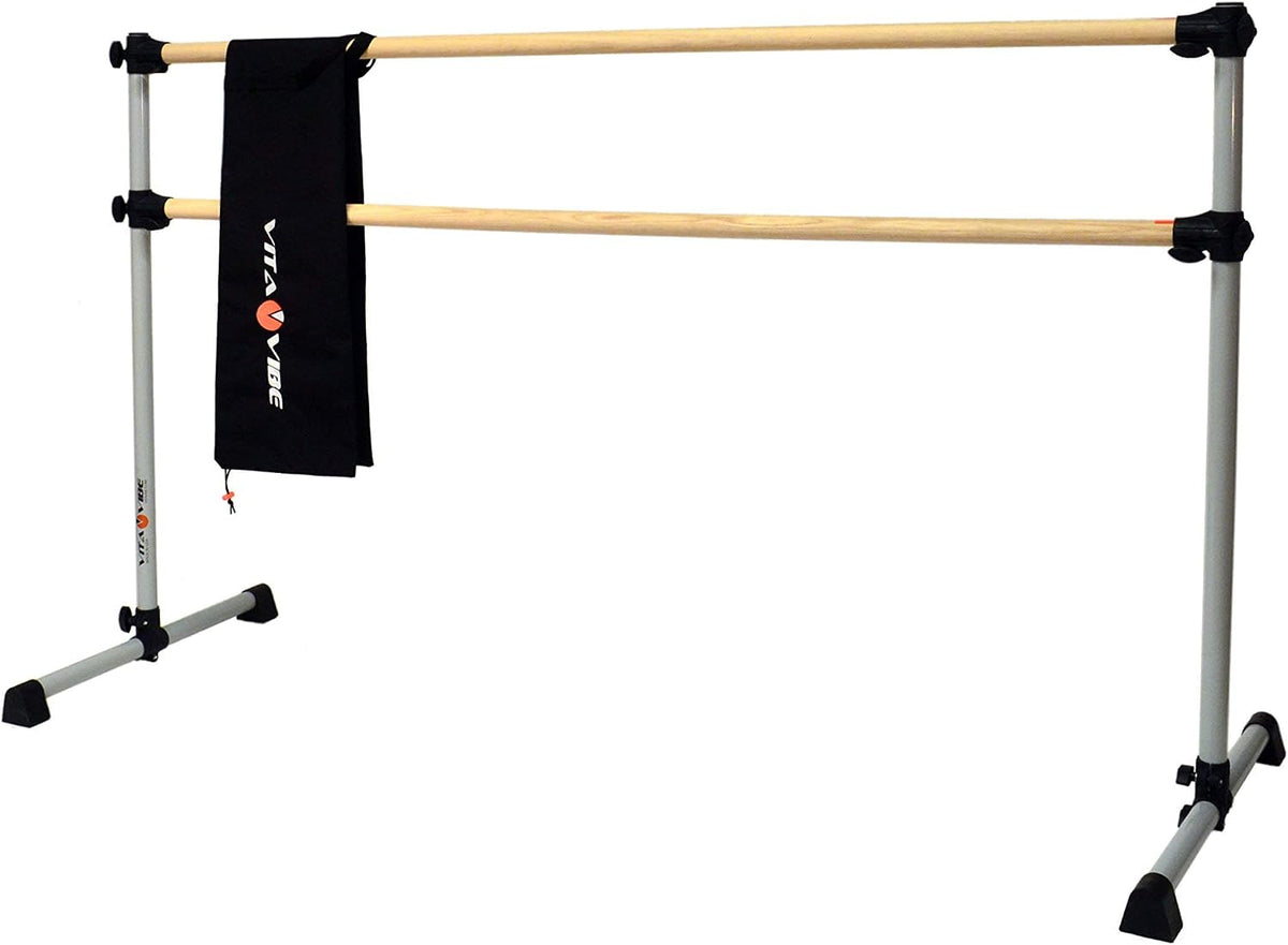 Vita Vibe - USA Made - Prodigy Series Ash Wood Ballet Barre - Portable Double Bar with Carry Bag - Freestanding Stretch/Dance Bar - 4 FT - 5 FT