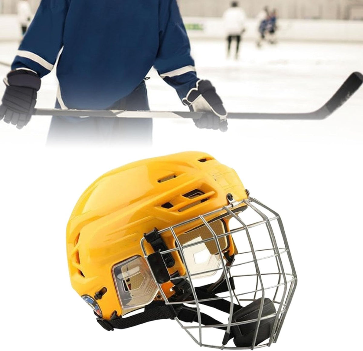 Training Ice Hockey Helmet with Sturdy Construction and Cage Protection, L