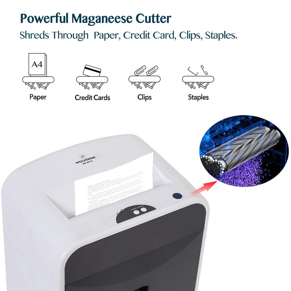 WOLVERINE SD9112 P5 Micro Cut Paper Shredder,10 Sheet,60Min,6 Gal, White
