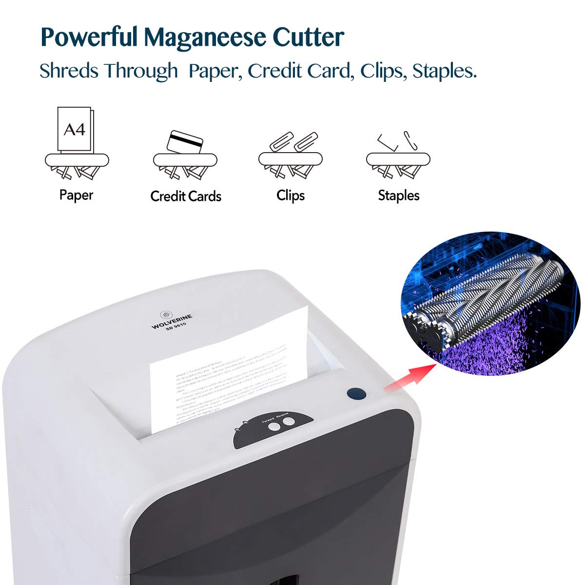 WOLVERINE SD9112 P5 Micro Cut Paper Shredder,10 Sheet,60Min,6 Gal, White