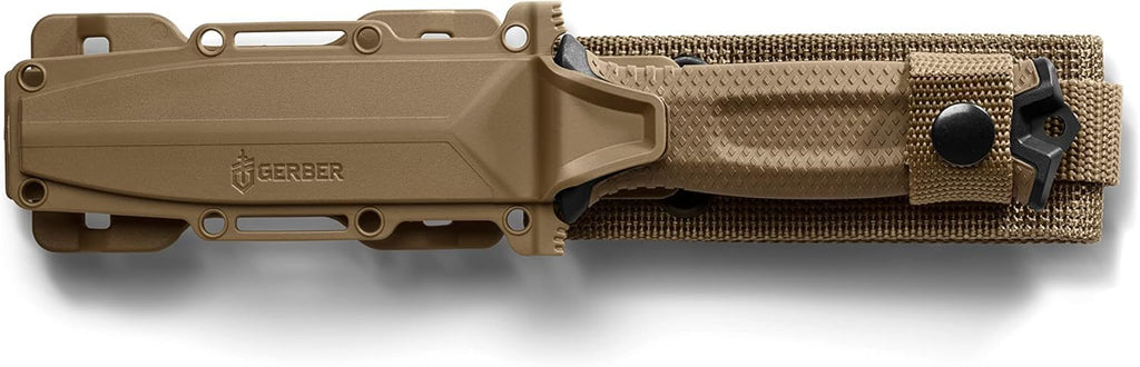 Gerber Gear StrongArm - Fixed Blade, Full Tang Knife - Camping Knife with Multiple Carry Options - Made in USA - Black, Serrated Edge