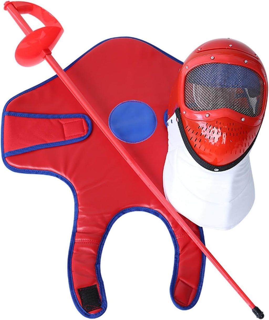 Fencing Equipment for Children's Fencing Training,3-Piece Starter Set for Fencing,Including Bendable Saber,Protective Undershirt and Mask,for Children's Training Routines(Red)