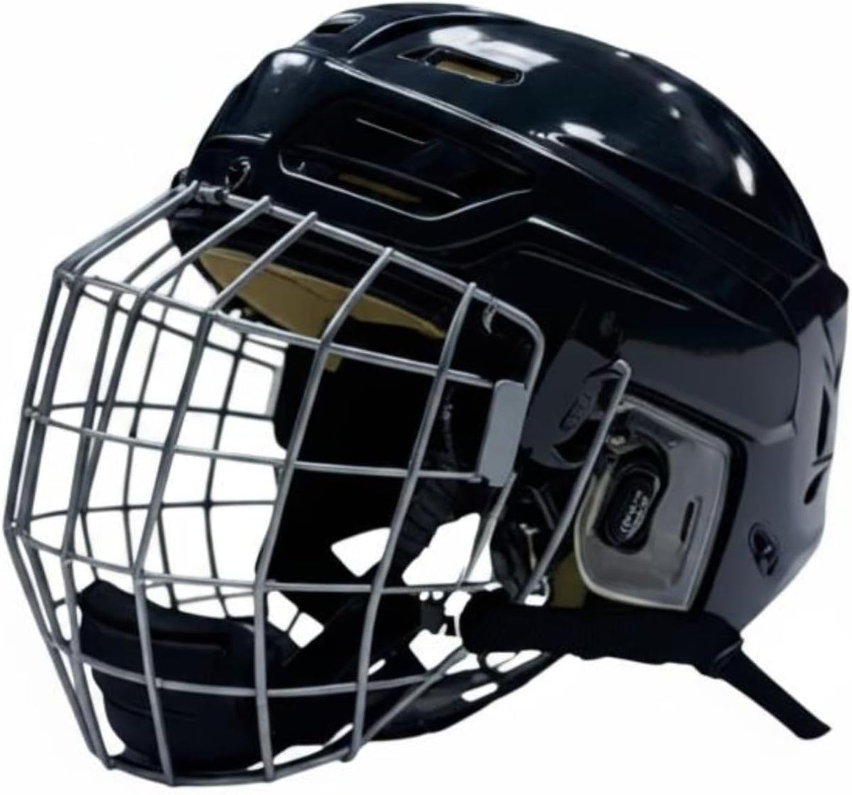Ice Hockey Helmet with Cage Sports Helmet Hockey Headgear Face Cage Rigid PP Shell with Cushioned EVA Interior Glossy Finish and Vent Openings Suitable for Practice Training Matches