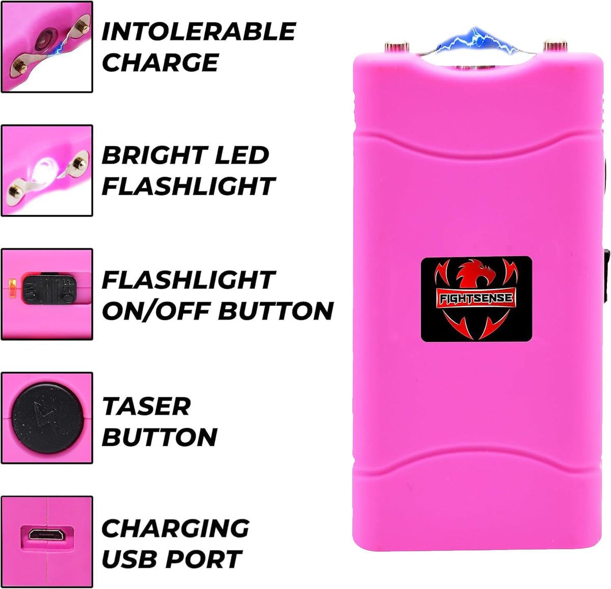 Wholesale Lot Super Heavy Duty Stun Gun for Self Defense with Bright Led Flashlight, Rechargeable Battery, Nylon Holsters with Belt Loop for Easy Cary
