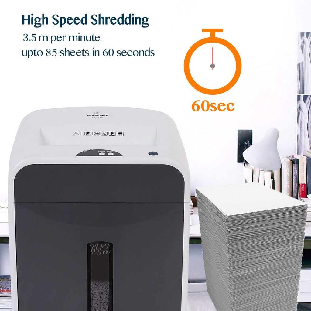 WOLVERINE SD9112 P5 Micro Cut Paper Shredder,10 Sheet,60Min,6 Gal, White