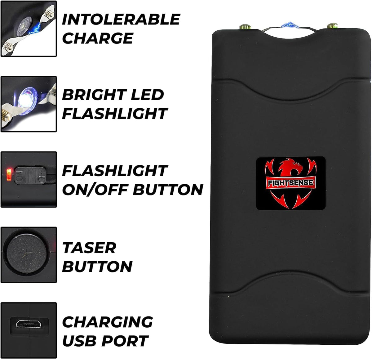 Wholesale Lot Super Heavy Duty Stun Gun for Self Defense with Bright Led Flashlight, Rechargeable Battery, Nylon Holsters with Belt Loop for Easy Cary