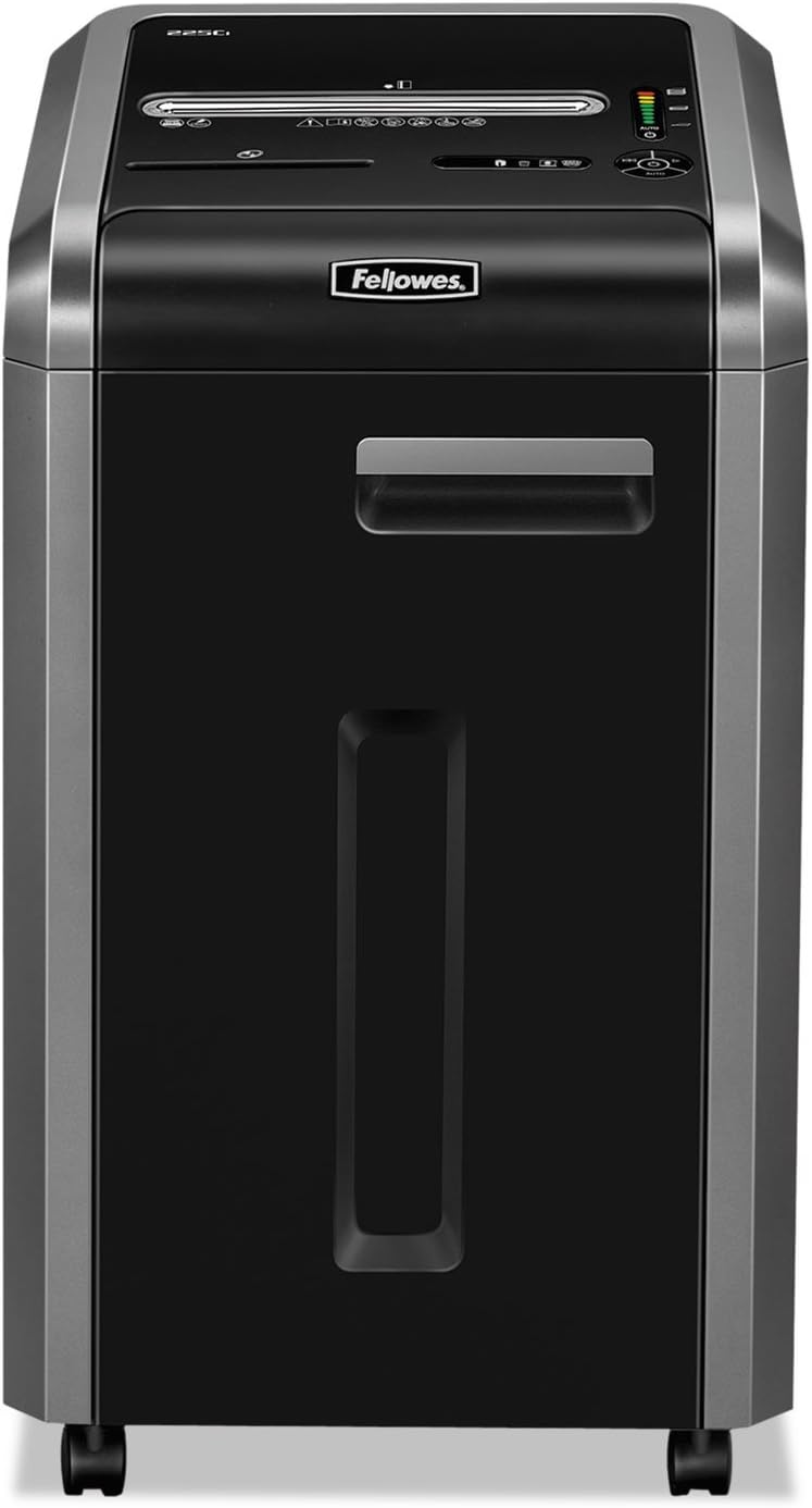 Fellowes Powershred 225Ci 22-Sheet 100% Jam-Proof Crosscut Paper Shredder Commercial Grade for Office, Black 3825001