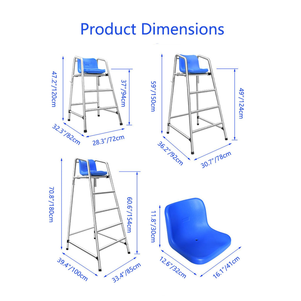 Lifeguard Chair for Pool high Elevated Referee Stand Heavy Duty Non Slip seat Platform for Backyard Outdoor Swimming Safety