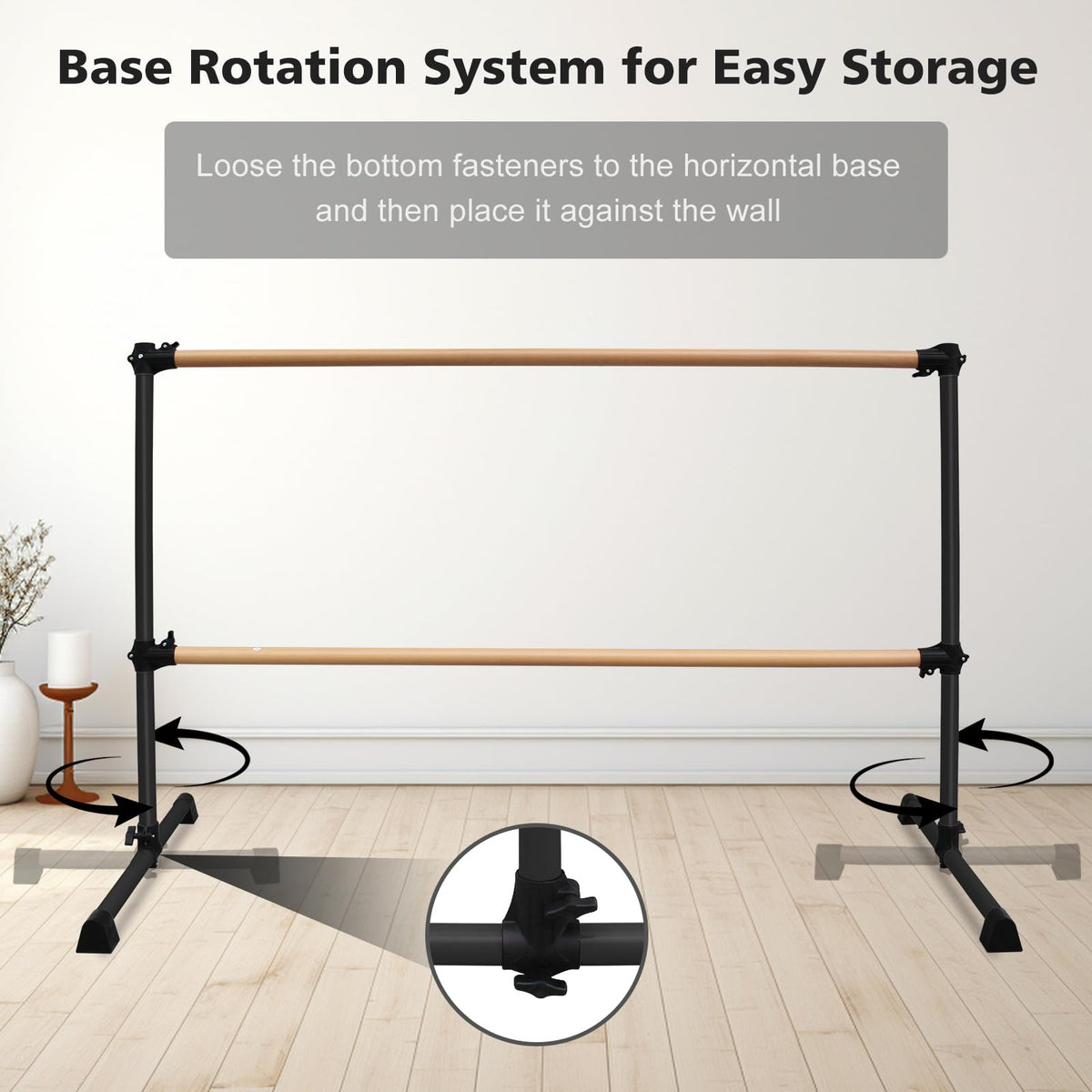 4FT/6FT Height Adjustable Double Ballet Barre, Freestanding Portable Stretching Dance Bar for Home, Heavy Duty Exercise Equipment for Kids & Adults with Anti-Slip Rubber Pads