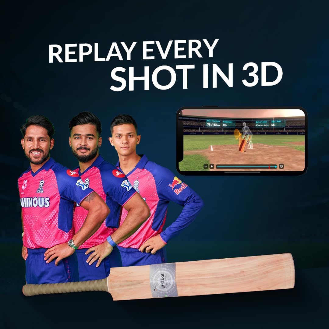 str8bat Pro - Smart Sticker for Cricket Bat | Paper-Thin Smart Motion Sensor for Real-Time Shot Tracking with Performance Insights & Unlimited Storage | Enhances Batting Skills | for Players, Coaches