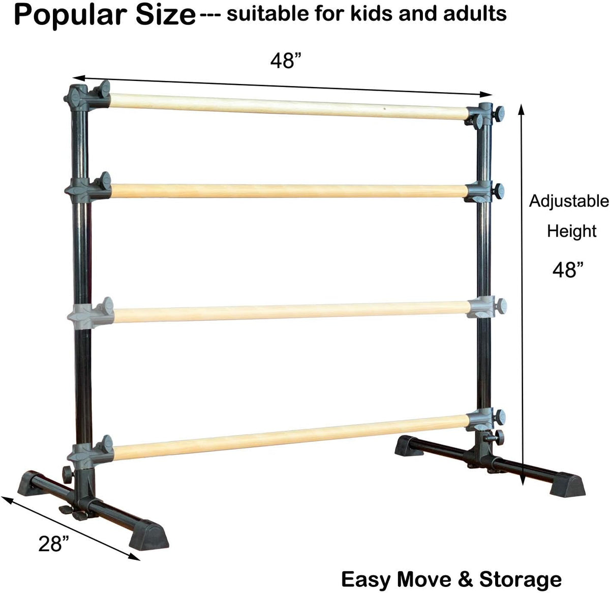 MARFULA 4Ft Portable Wood Ballet Barre Ballet Bar Dance Bar with Carry Bag