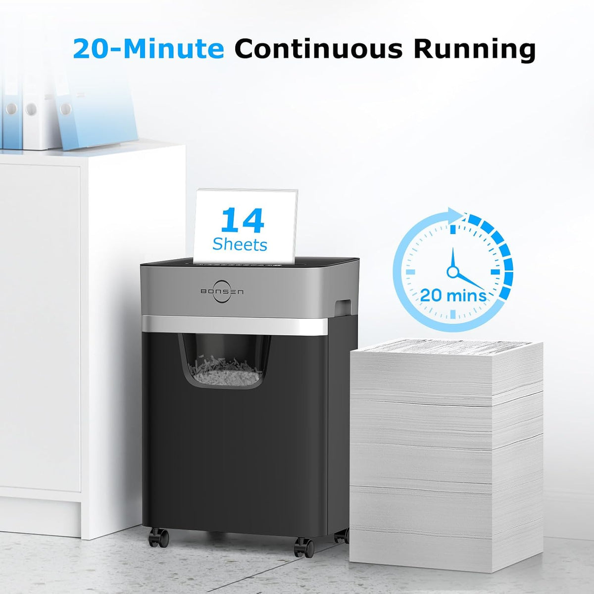 BONSEN 14-Sheet Cross Cut Heavy Duty Paper Shredder for Home Office