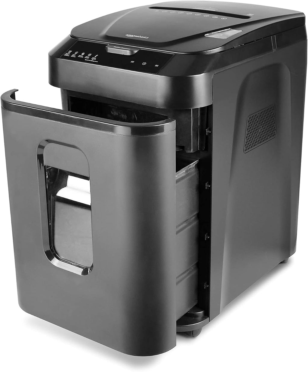 Amazon Basics 150-Sheet Autofeed Micro-Cut Paper and Credit Card Shredder, High Security Level P-4 with 8.5-Gallon Bin, 60-Minute Continuous Run Time, Black