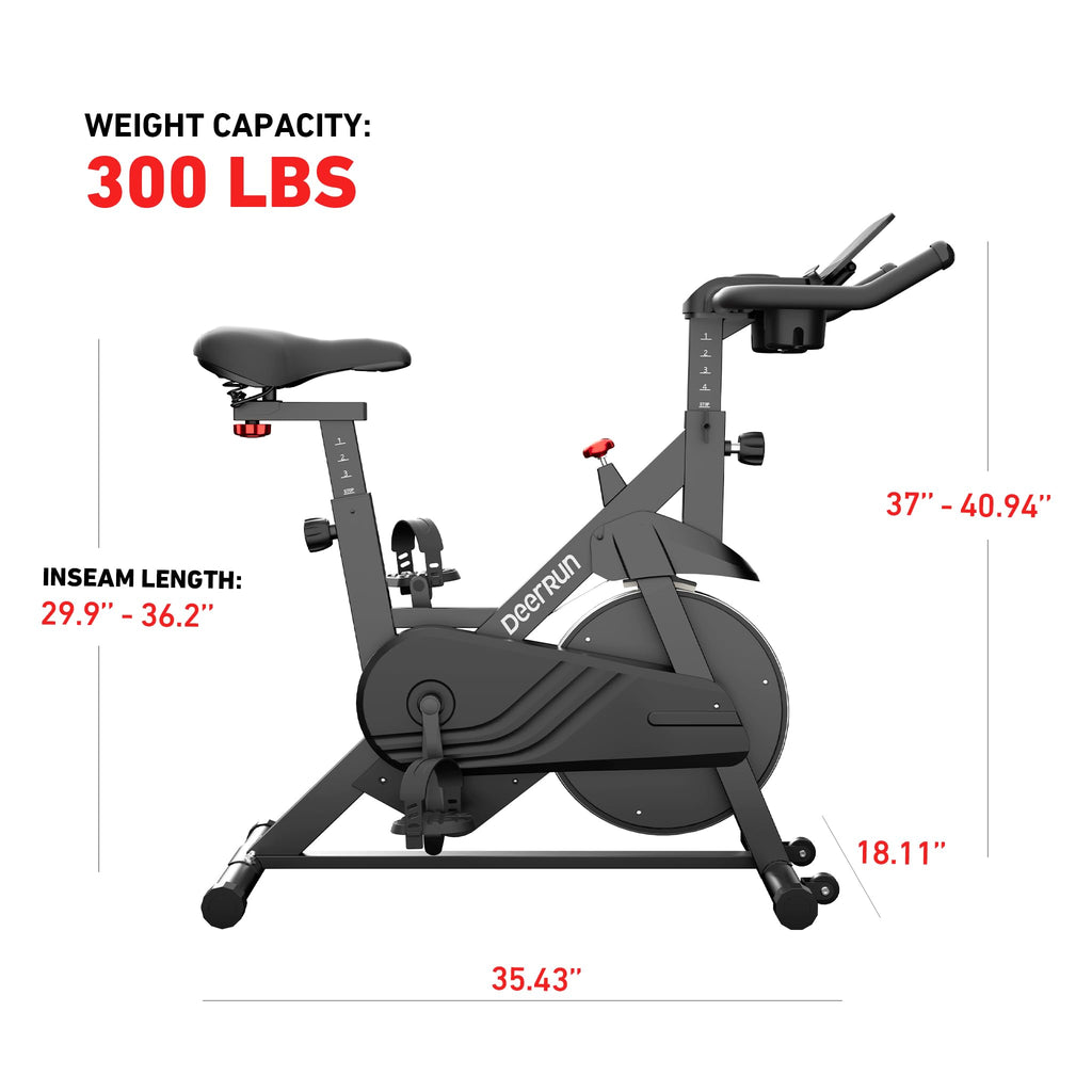 DeerRun Exercise Bike, Indoor Cycling Bike with Adjustable Magnetic Resistance, Low-Noise Belt Drive Stationary Bike for Home Cardio, 300 lb Capacity, Device Mount & LCD Monitor