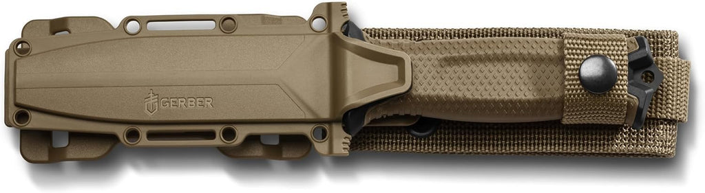 Gerber Gear StrongArm - Fixed Blade, Full Tang Knife - Camping Knife with Multiple Carry Options - Made in USA - Black, Serrated Edge