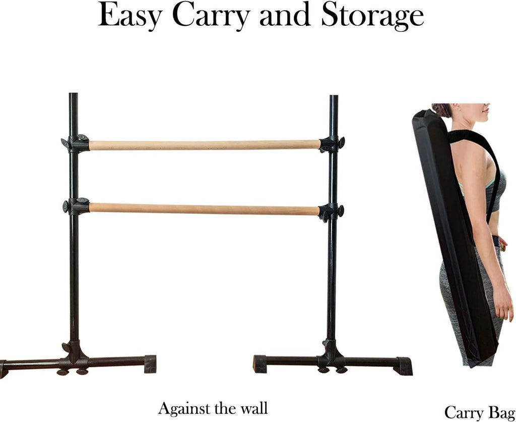 MARFULA 4Ft Portable Wood Ballet Barre Ballet Bar Dance Bar with Carry Bag