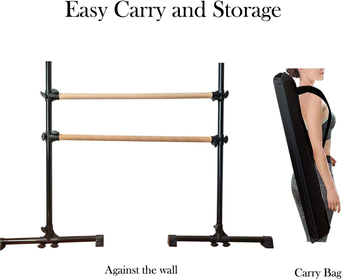 MARFULA 4Ft Portable Wood Ballet Barre Ballet Bar Dance Bar with Carry Bag