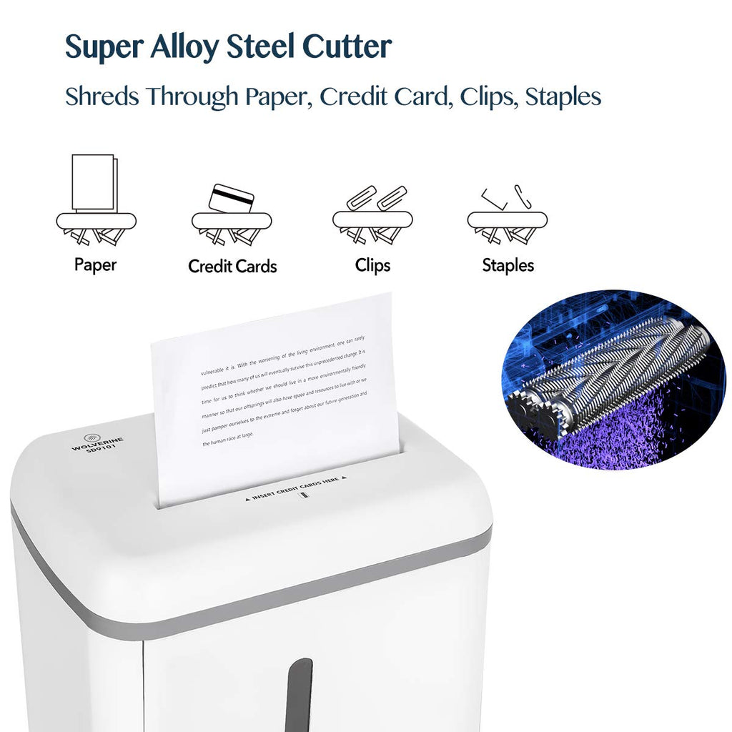 WOLVERINE SD9112 P5 Micro Cut Paper Shredder,10 Sheet,60Min,6 Gal, White