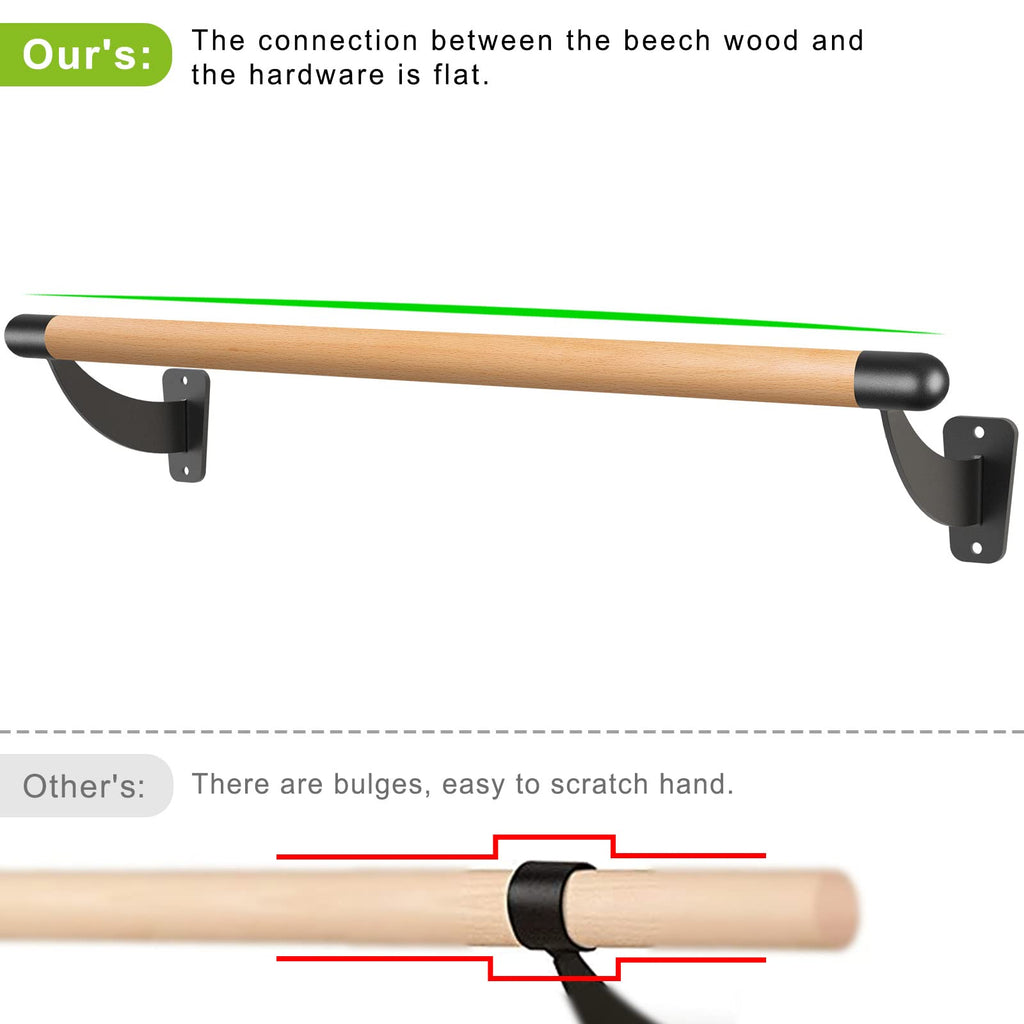 SELEWARE 4-12 FT Wood Ballet Barre Wall Mount Ballet Bar Dance Bar for Home