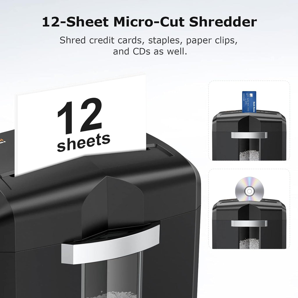 Bonsaii 12-Sheet Micro Cut Heavy Duty Paper Shredder for Home Office