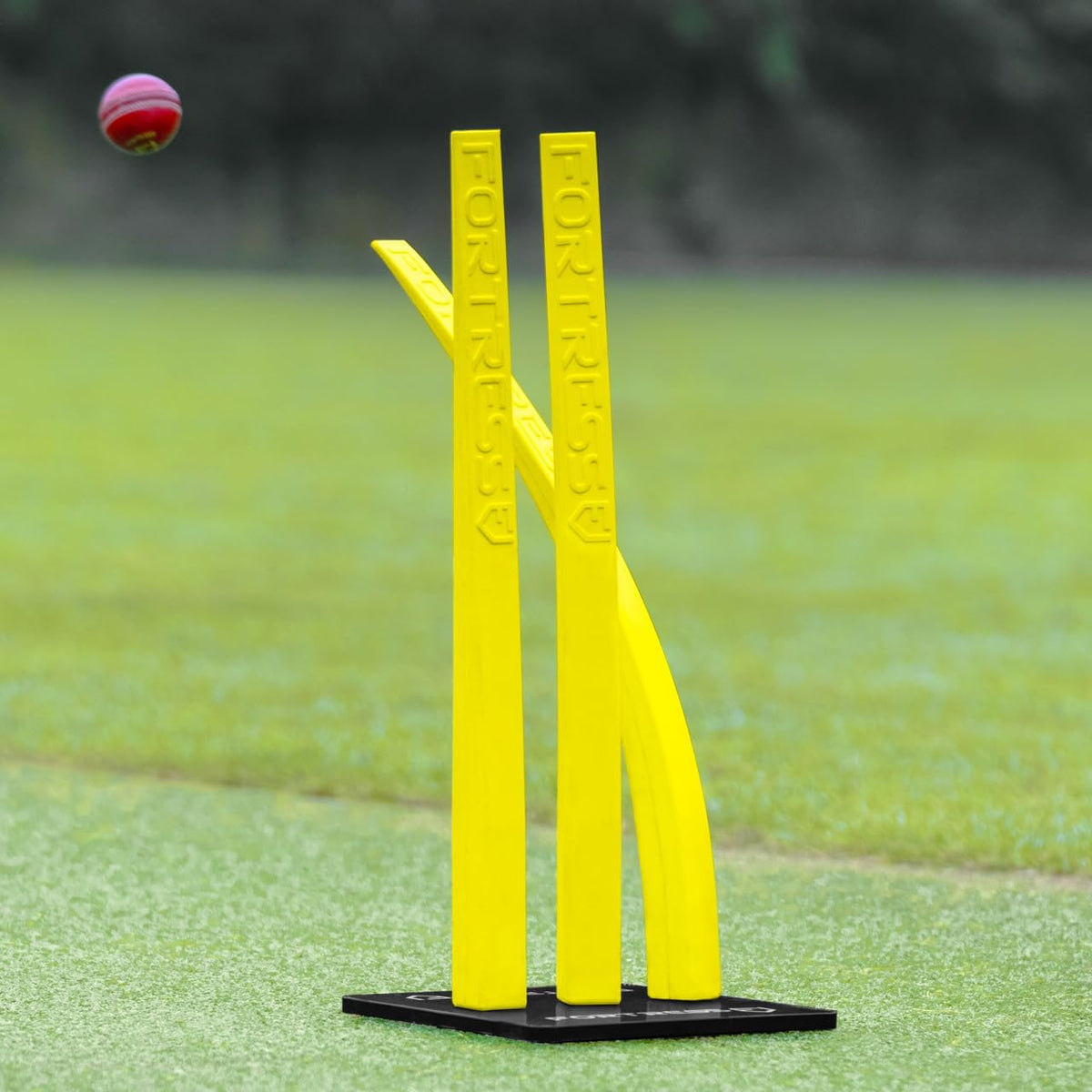 FORTRESS Flexi Cricket Stumps (Full Set) | Base and Ground Spikes Included | Suitable for Bowling & Fielding Drills