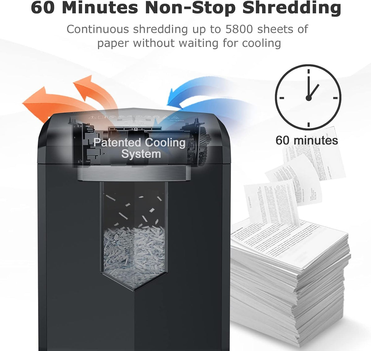 Bonsaii 18-Sheet Cross-Cut 60-Min Run Heavy Duty Paper Shredder