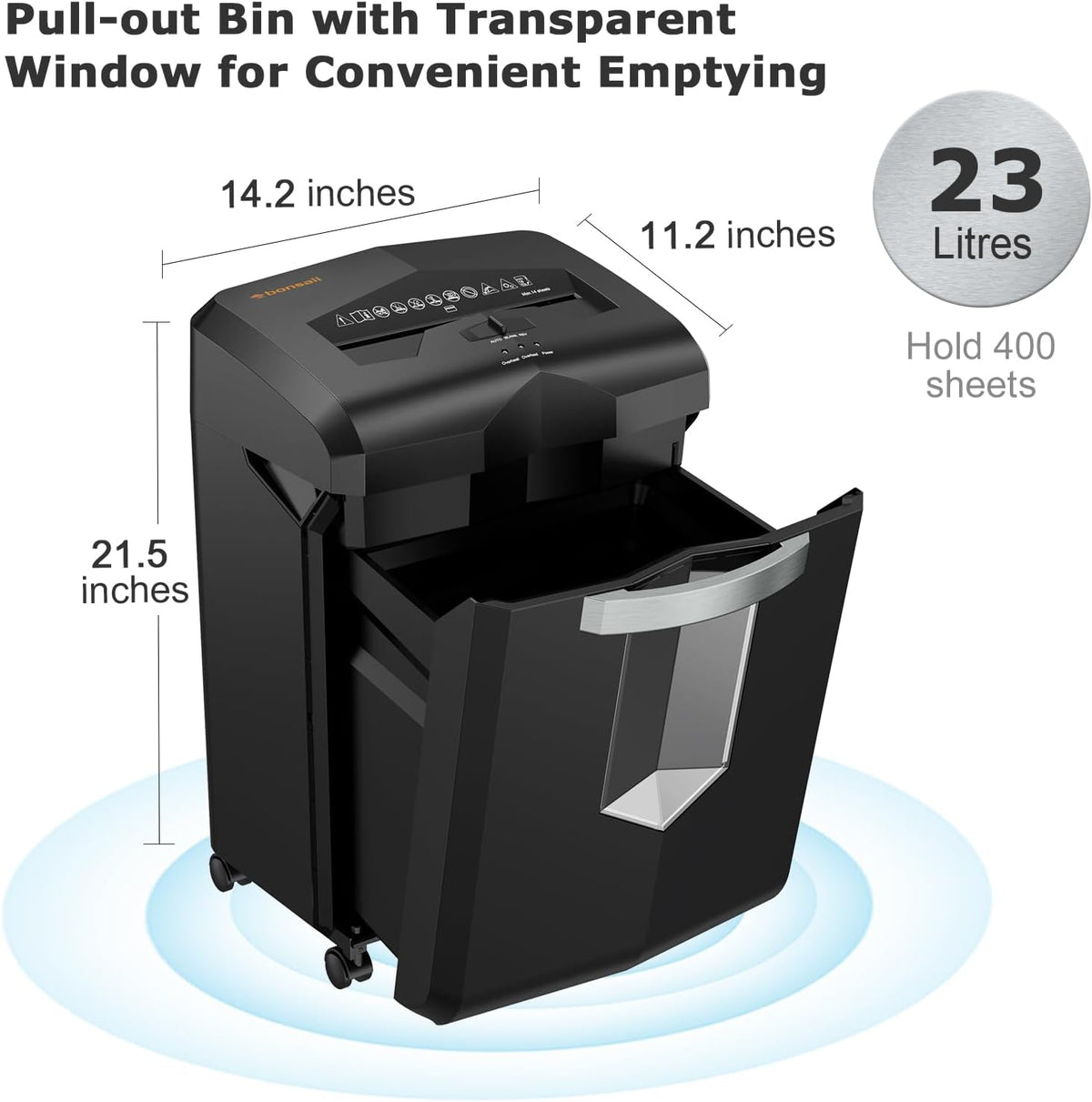 Bonsaii 18-Sheet Cross-Cut 60-Min Run Heavy Duty Paper Shredder