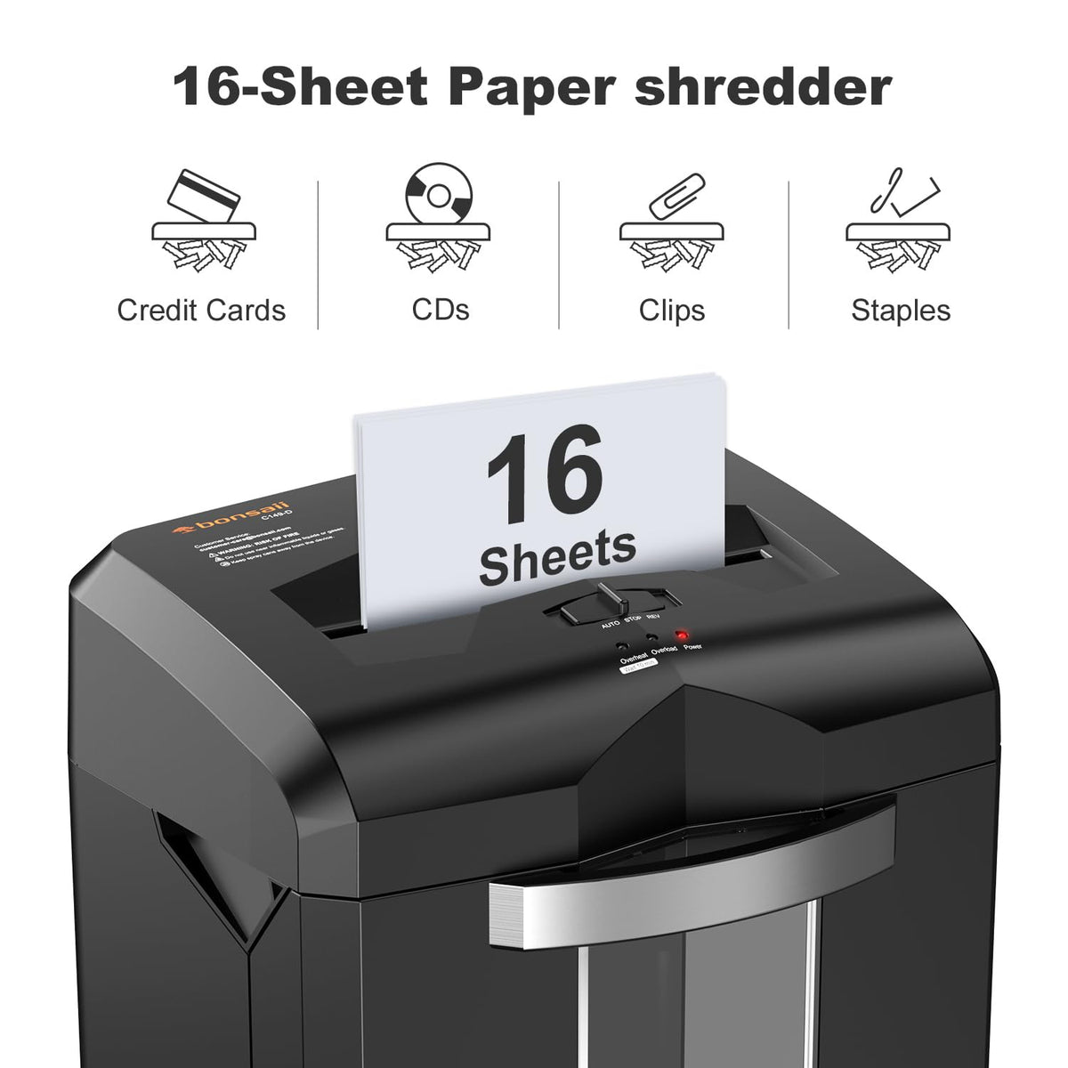 Bonsaii 18-Sheet Cross-Cut 60-Min Run Heavy Duty Paper Shredder