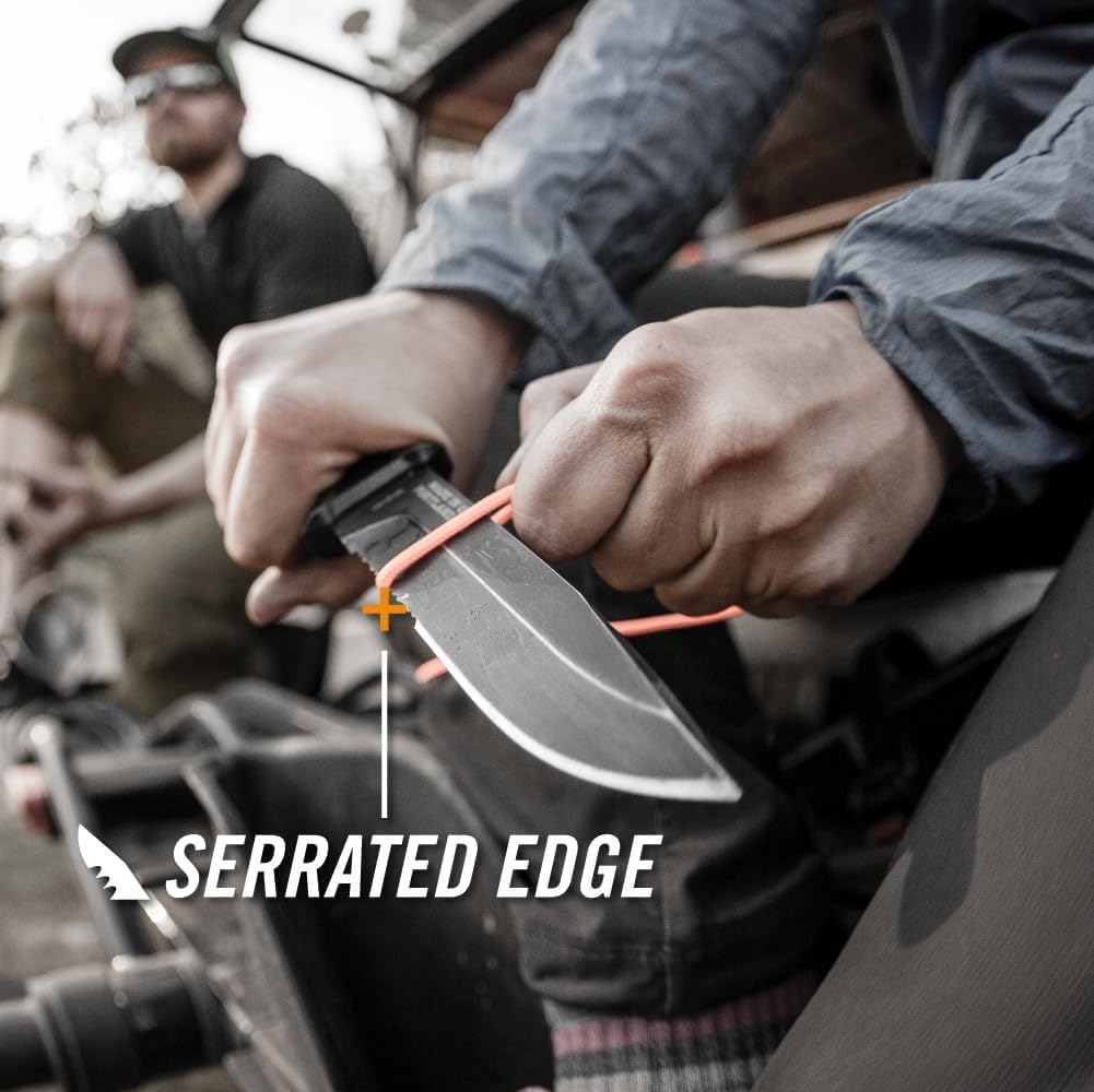 Gerber Gear StrongArm - Fixed Blade, Full Tang Knife - Camping Knife with Multiple Carry Options - Made in USA - Black, Serrated Edge