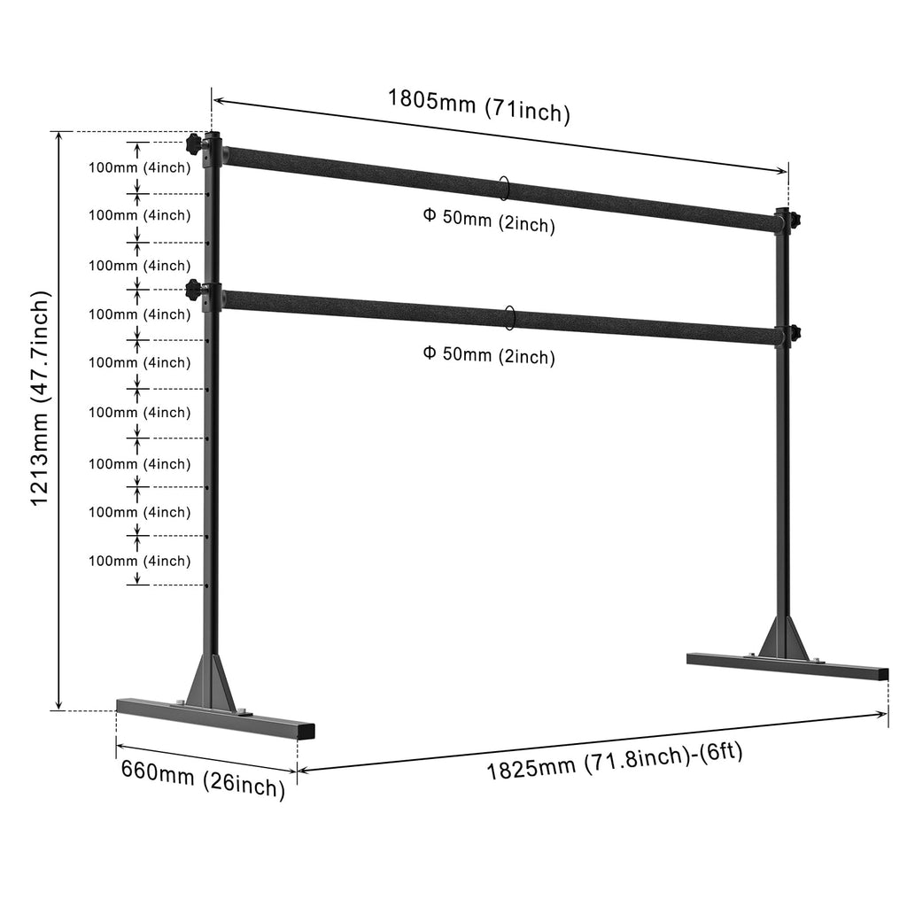 SELEWARE Height Adjustable Ballet Barre Freestanding Ballet Bar, 4/5/6 FT