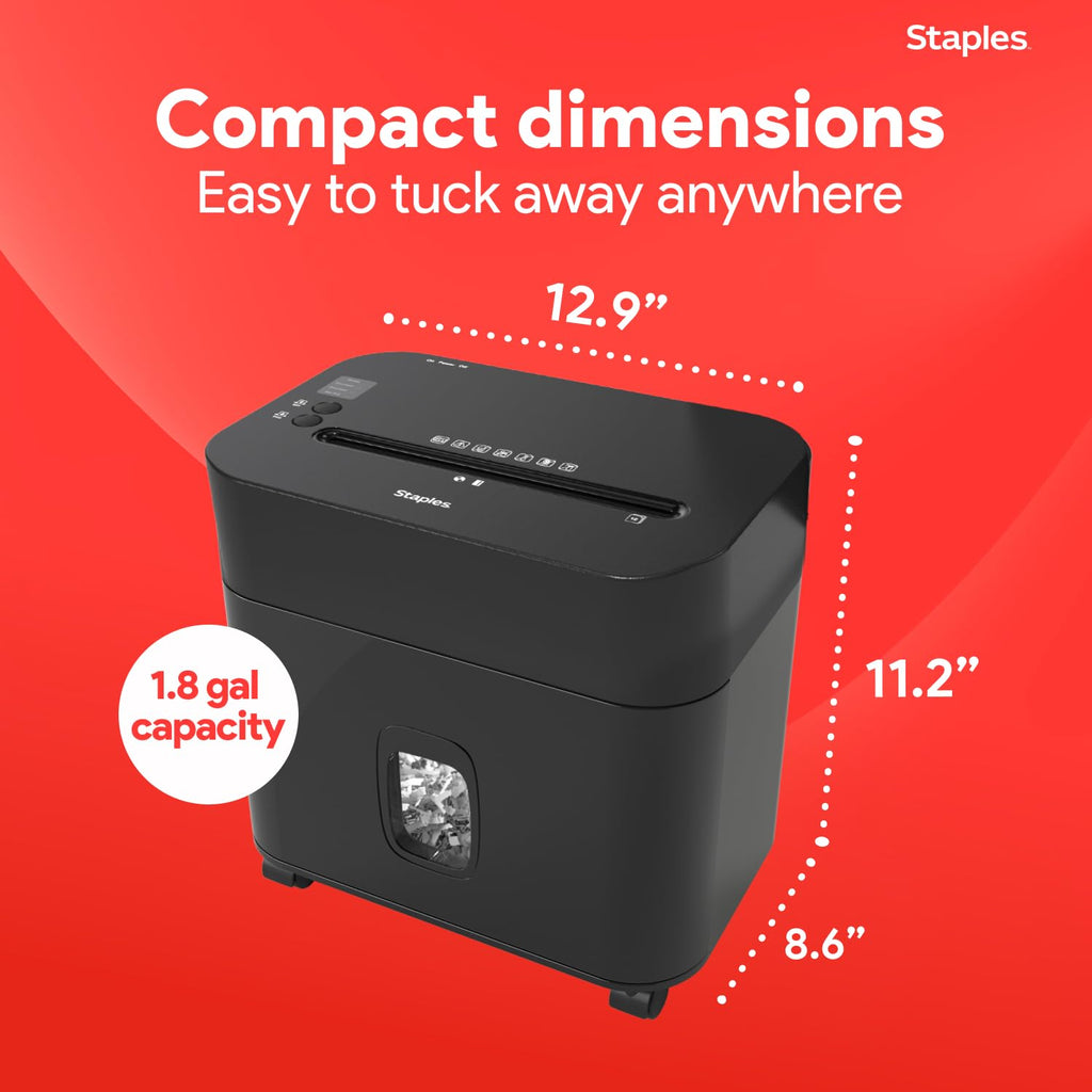 Staples 12-Sheet Micro-Cut Paper Shredder, High-Security, Anti-Jam, Black