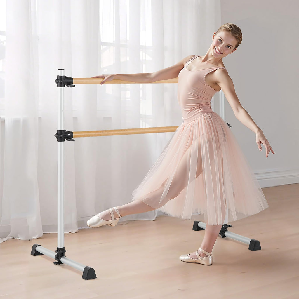 VEVOR Ballet Barre, Barre Bar for Home, Freestanding Portable Ballet Stretching Dance Bars, Height Adjustable Anti-Wobble Fitness Gym Studio Equipment