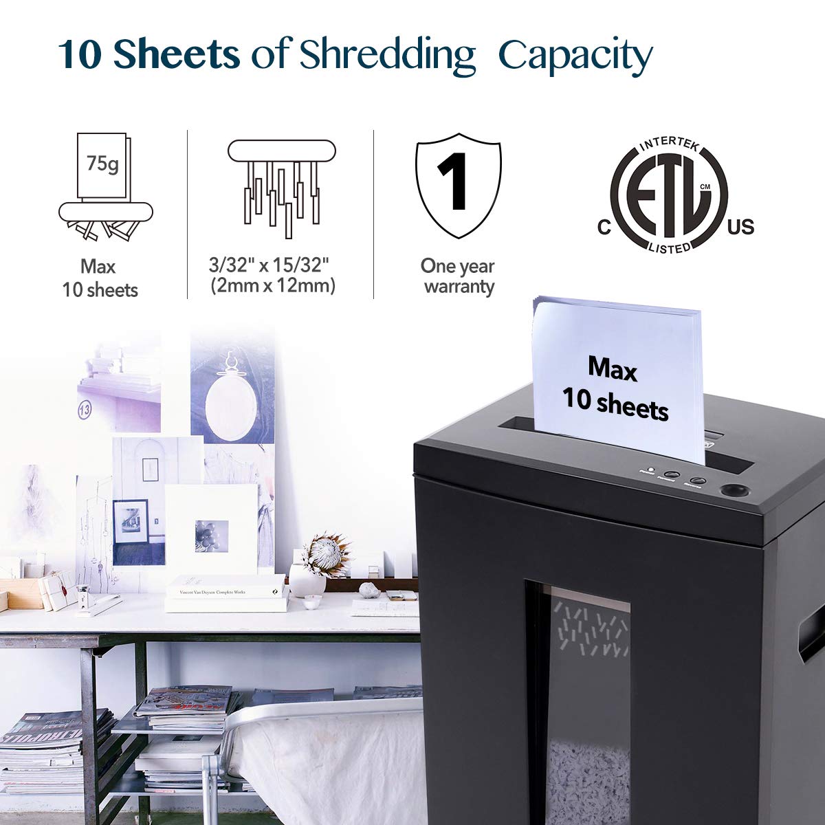 WOLVERINE SD9520 P5 Super Micro Cut Shredder, 15-Sheet, 2x10mm, 8Gal, Black