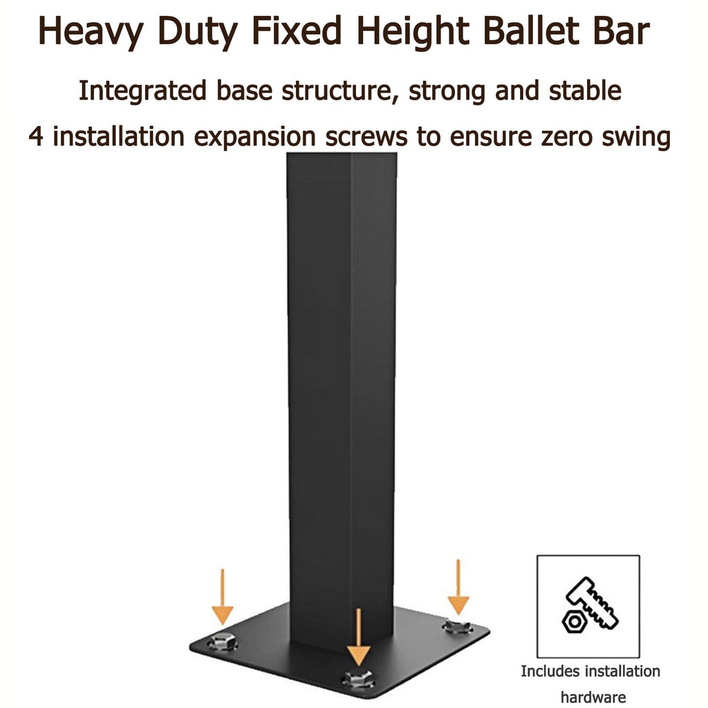 Double Floor Mounted Ballet Barre, Solid Wood Dance Bar with Manganese Steel Core, Heavy Duty Stretching Barre for Home Studio, Ballet Pilates Fitness Training for Kids and Adults