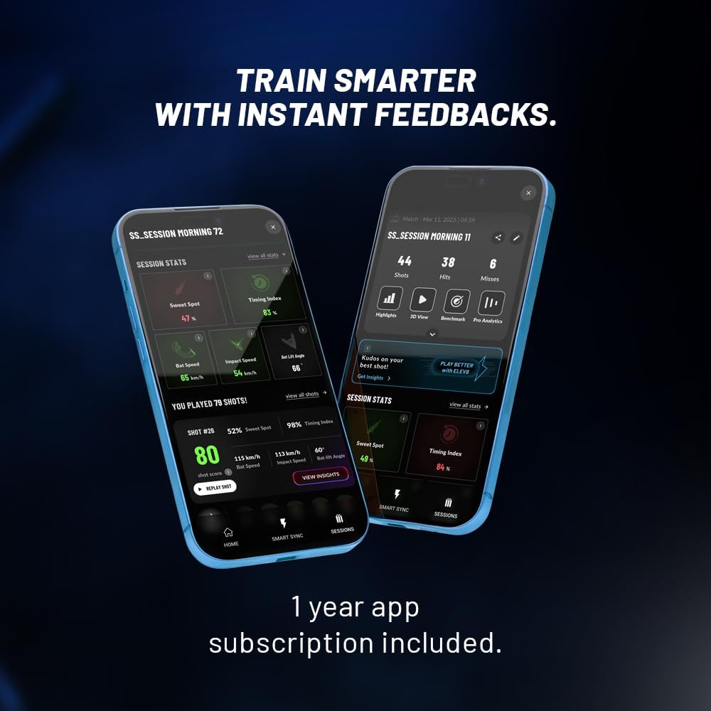 str8bat Pro - Smart Sticker for Cricket Bat | Paper-Thin Smart Motion Sensor for Real-Time Shot Tracking with Performance Insights & Unlimited Storage | Enhances Batting Skills | for Players, Coaches