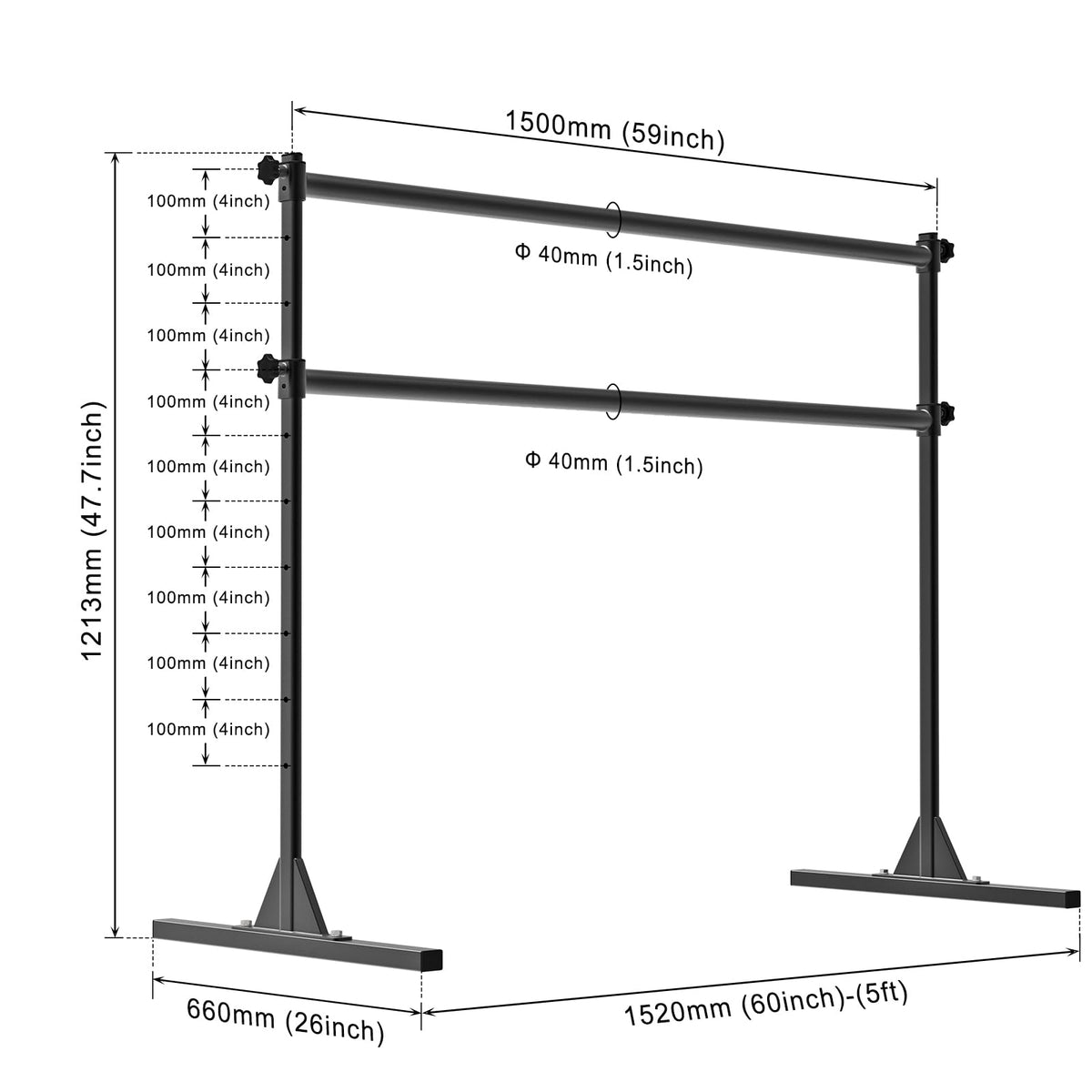 SELEWARE Height Adjustable Ballet Barre Freestanding Ballet Bar, 4/5/6 FT