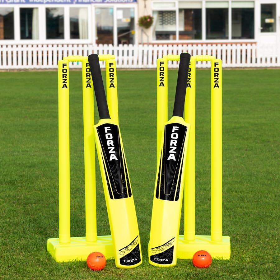 FORZA Plastic Backyard Cricket Set â Portable Lightweight Set with Bats, Stumps & Balls Athletes